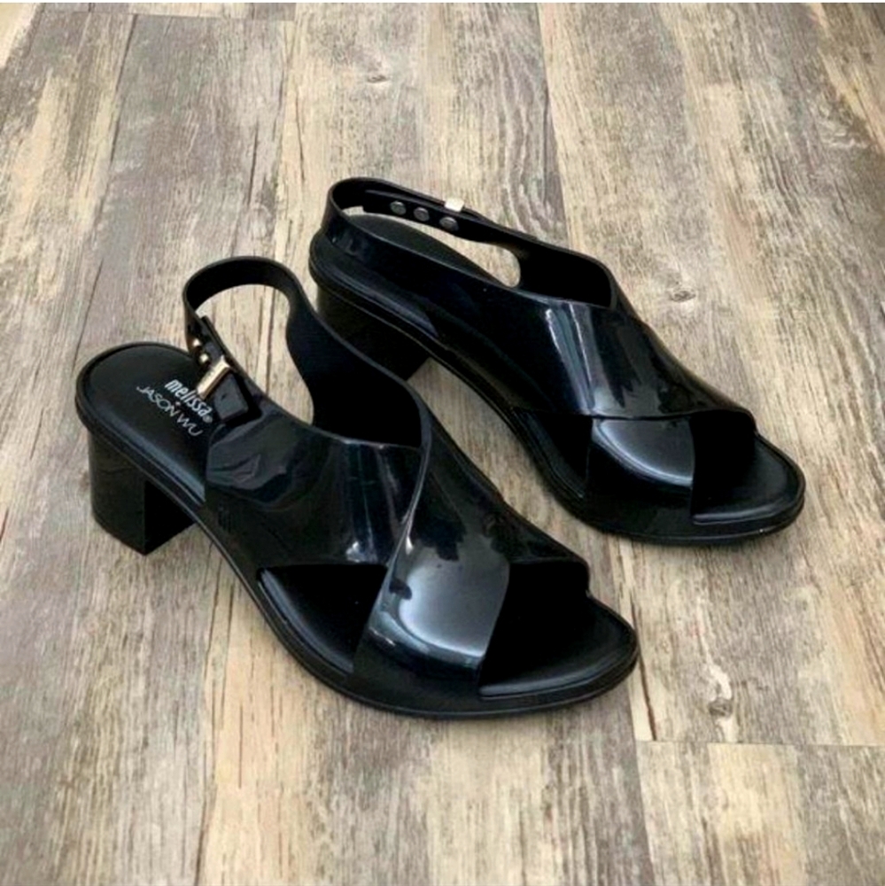 Melissa x Jason Wu Block Heel Jelly Sandal Black 8
